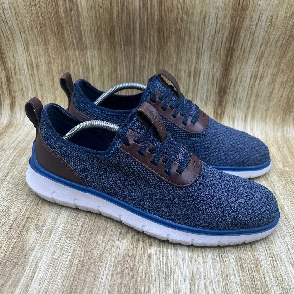 Cole Haan Generation Zerogrand Men's Size 10.5 Navy Blue Brown Knit C32048